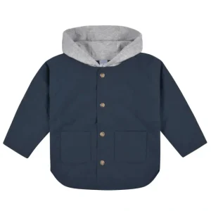 Boys Navy Quilted Hooded Jacket Set
