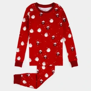 Ensemble Pyjama 2 pices rouge imprims chocolat chaud - Petit Lem