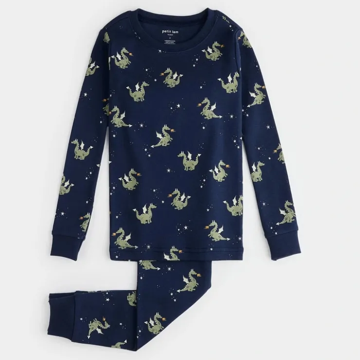Ensemble Pyjama Marine Imprim de Dragons Cracheur de Feu - Petit Lem
