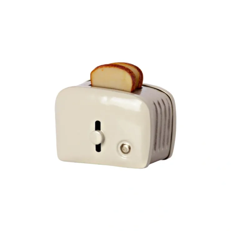 Miniature Toaster & Bread, Off-white
