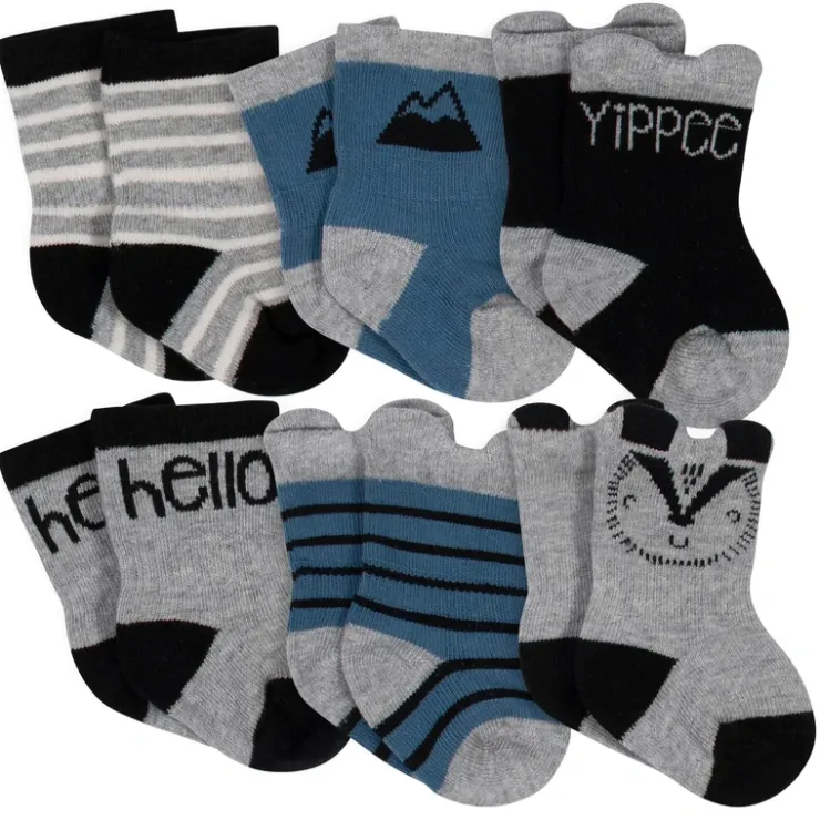 6-Pack Baby Boys Badger Organic Wiggle Proof Socks 6/9