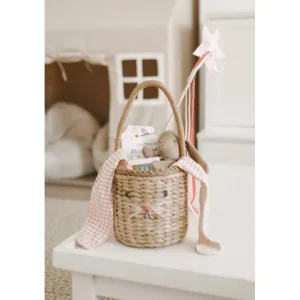 Peach Gingham Easter Bunny Basket
