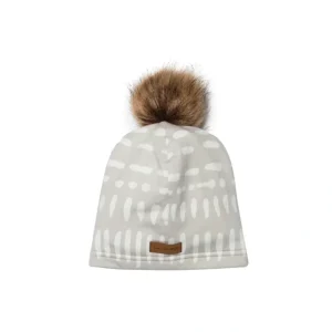 Pom Pom Hat Grey Mudcloth