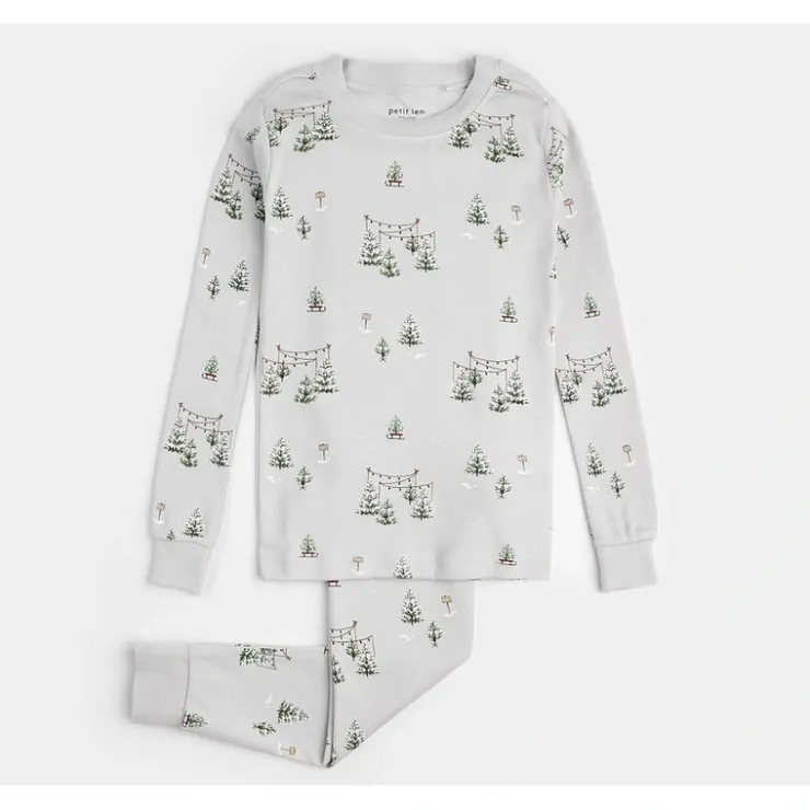 Pyjama 2 pices gris imprim de sapins - Petit Lem