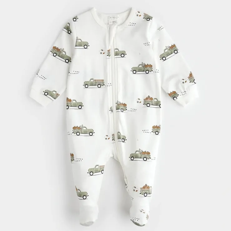 Pyjama blanc imprim de camions citrouilles - Petit Lem