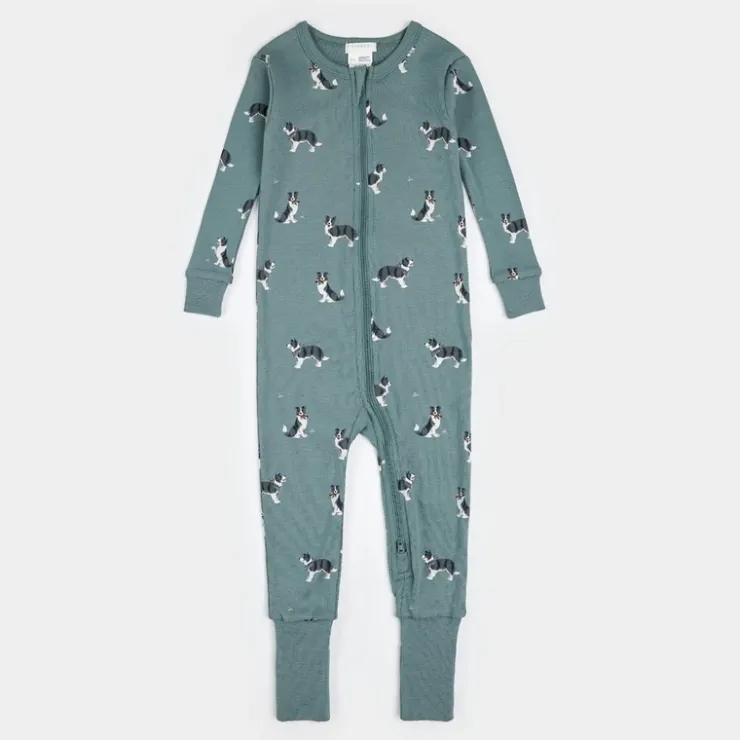 Pyjama Convertible Turquoise Fonc Imprim de Bergers Australiens - Petit Lem
