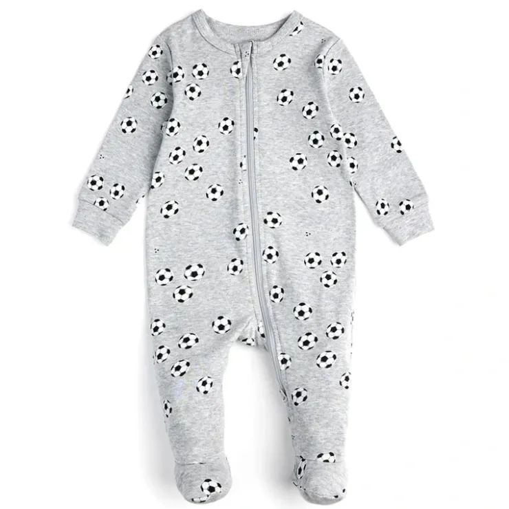 Pyjama grise chine imprim de ballons de soccer- Petit Lem