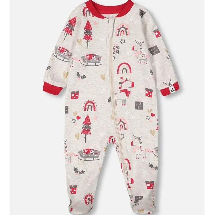 Pyjama une pice en coton biologique - Licornes de nol - Deux par Deux