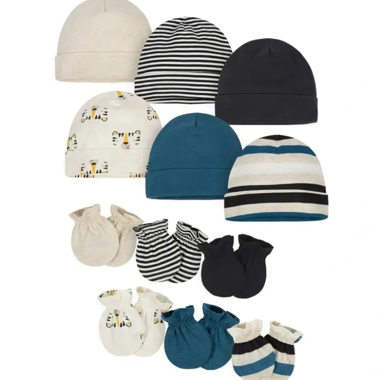 Tiger Cap and Mitten Set 12-Piece
