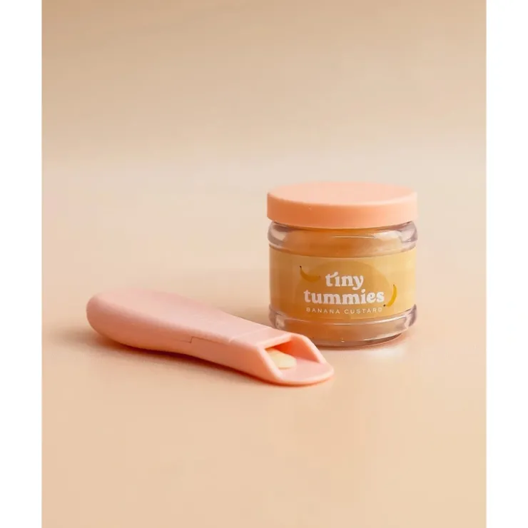 Tiny Harlow - Tiny Tummies Doll Food Jar and Spoon Set - Banana Custard