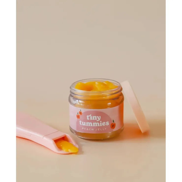 Tiny Harlow - Tiny Tummies Doll Food Jar and Spoon Set - Peach Jelly