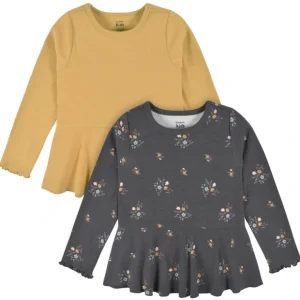 YELLOW FLORAL 2PK PEPLUM TOPS